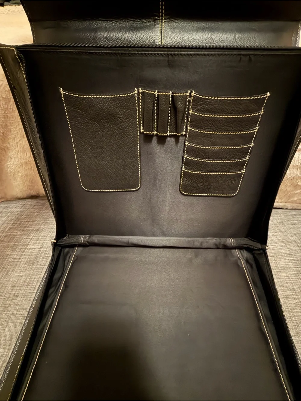 Premium Tooled Leather Crossbody Briefcase - Brown